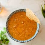 drunken serrano salsa (salsa borracha) in a bowl