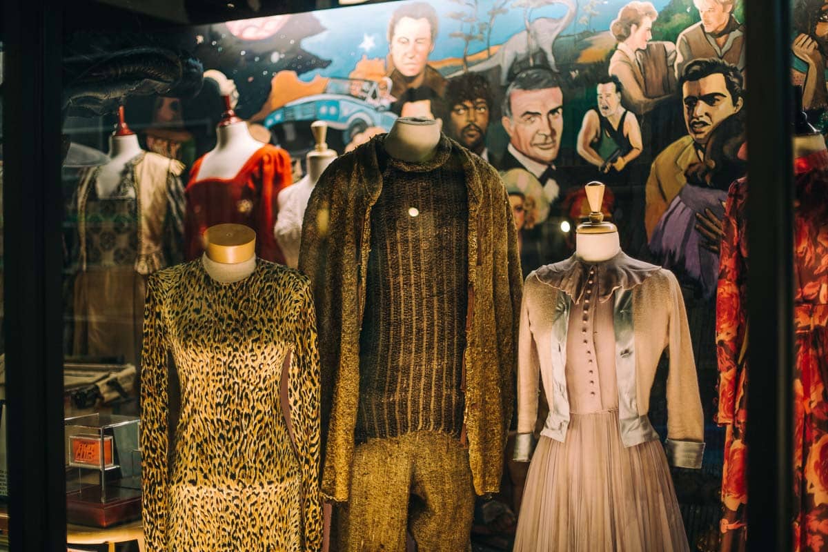 costumes from old Hollywood on display inside the Movie Madness Museum