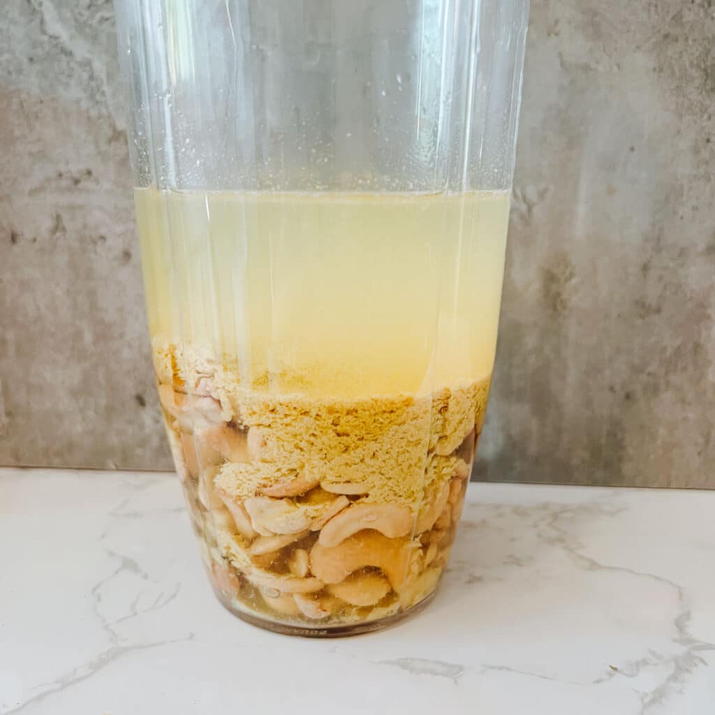 cashew cream ingredients before blending