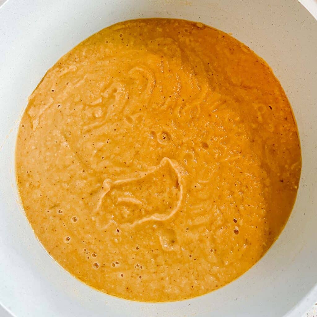 cauliflower pumpkin soup after blending 