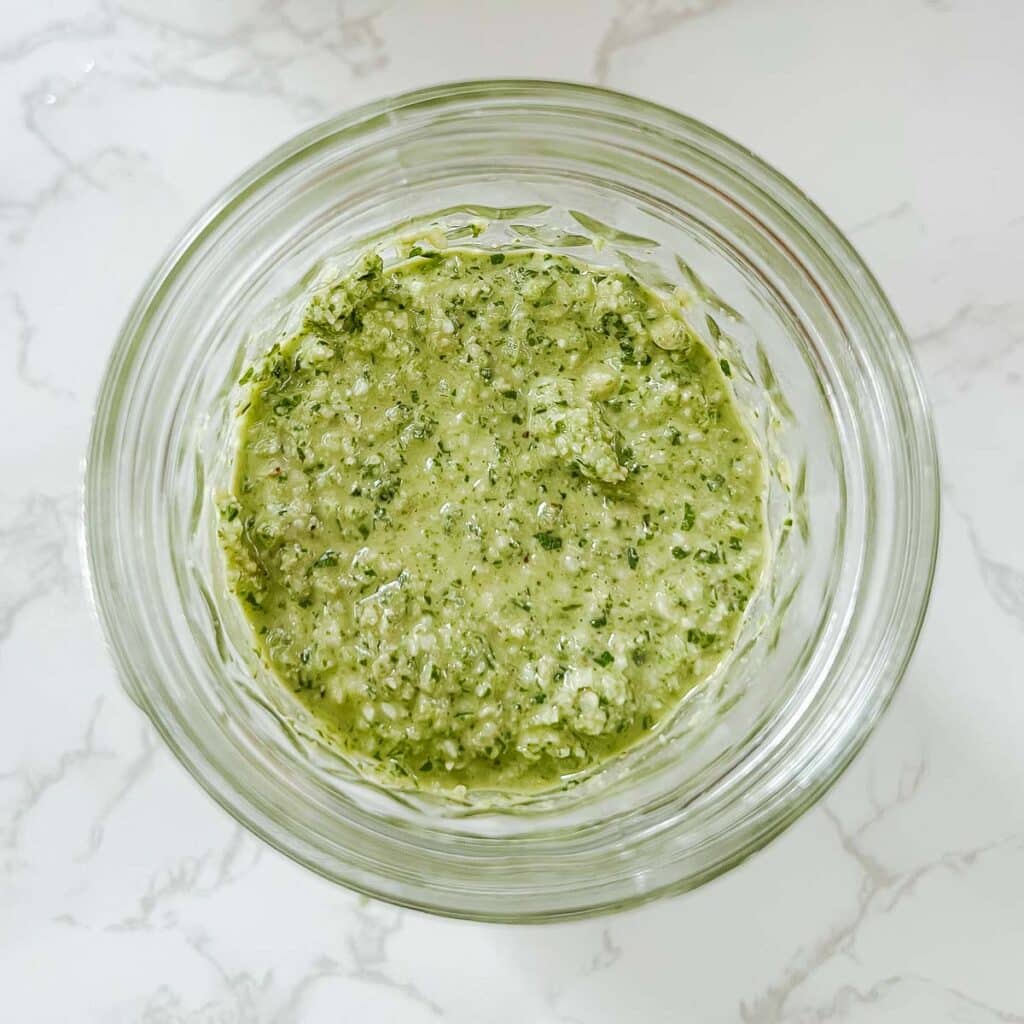 pesto in mason jar