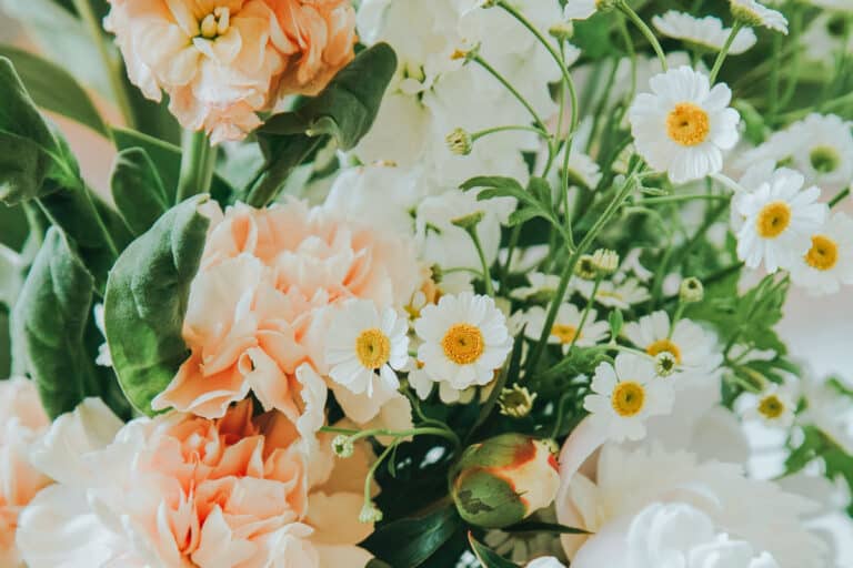 daisies and other wildflowers in a bouquet.