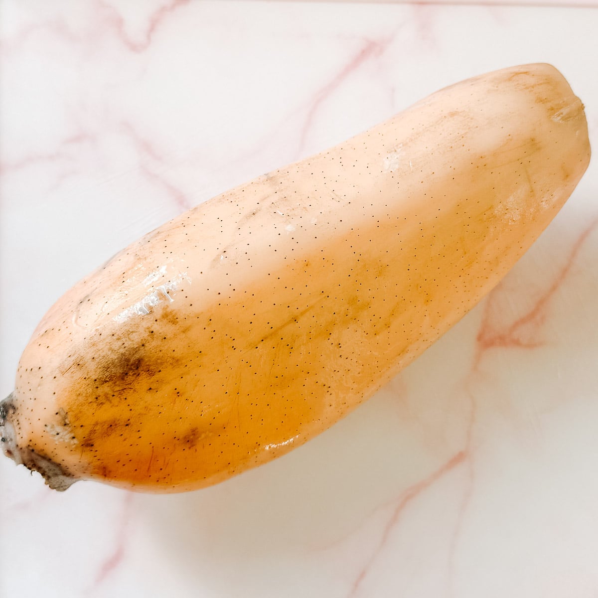 a firm, healthy lotus root with smooth, pale peel.