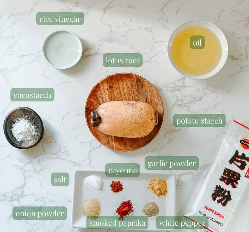lotus root fry ingredients (spices, oil, potato starch, etc.)